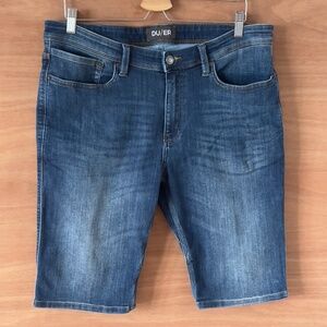 DU/ER L2X Slim Fit denim jean shorts men's sz 36 blue wash jorts organic cotton